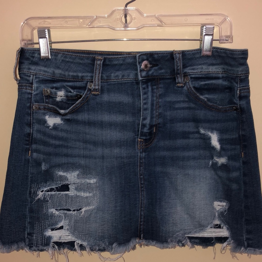 denim distressed skirt